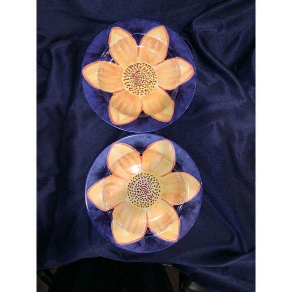 Set of 2 DERUTA TUSCAN SUNFLOWER Italian Pottery Deep Plate  ITALY 9.5"x1.5"‎